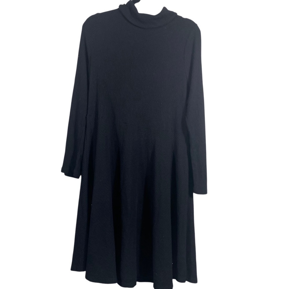 ModCloth Ribbed Black Turtleneck Sweater dress 2X Flared skirt